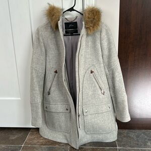 Jcrew gray with faux fur lined hood jacket